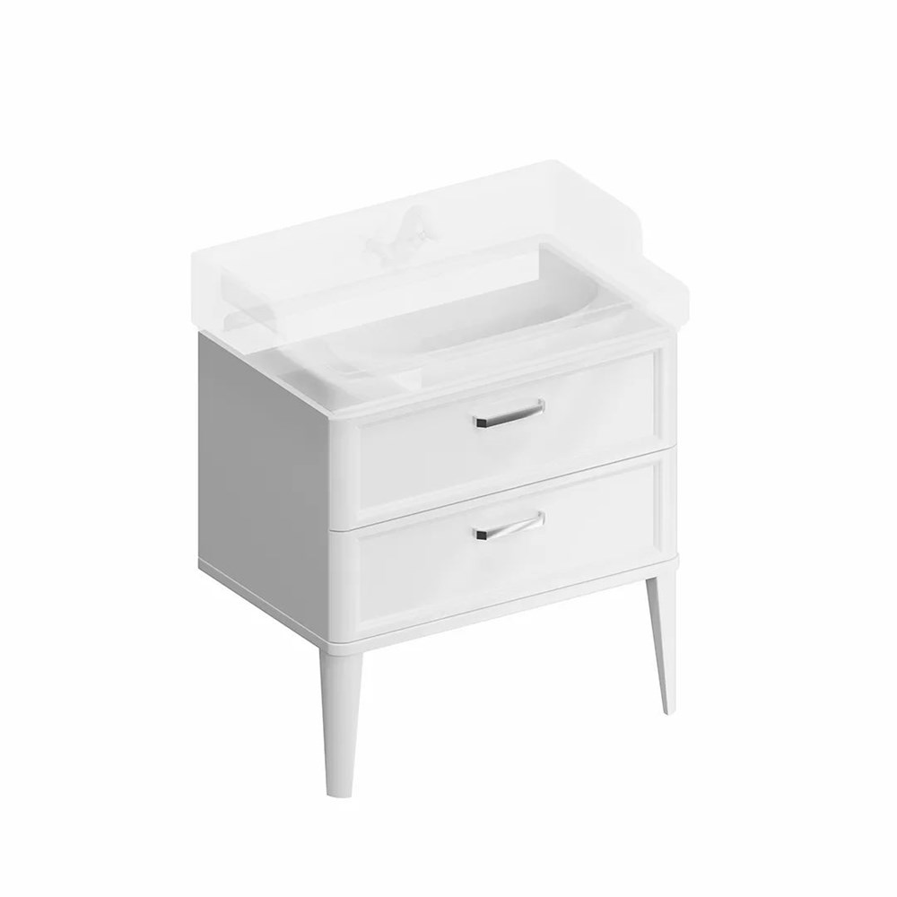 KERAMA MARAZZI PO.M.80.2/WHT Тумба POMPEI напольная с 2 ящиками 80, белая глянцевая