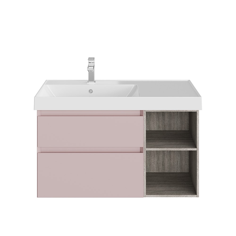 KERAMA MARAZZI CUB.90Lh/MAL Тумба CUBO левая подвесная с ящиками 90, Мальва матовая-древесная