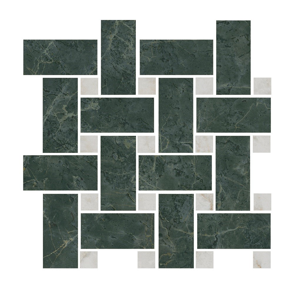 KERAMA MARAZZI T038/SG6542 Декор Серенада мозаичный зелёный лаппатированный 32x32x0,9