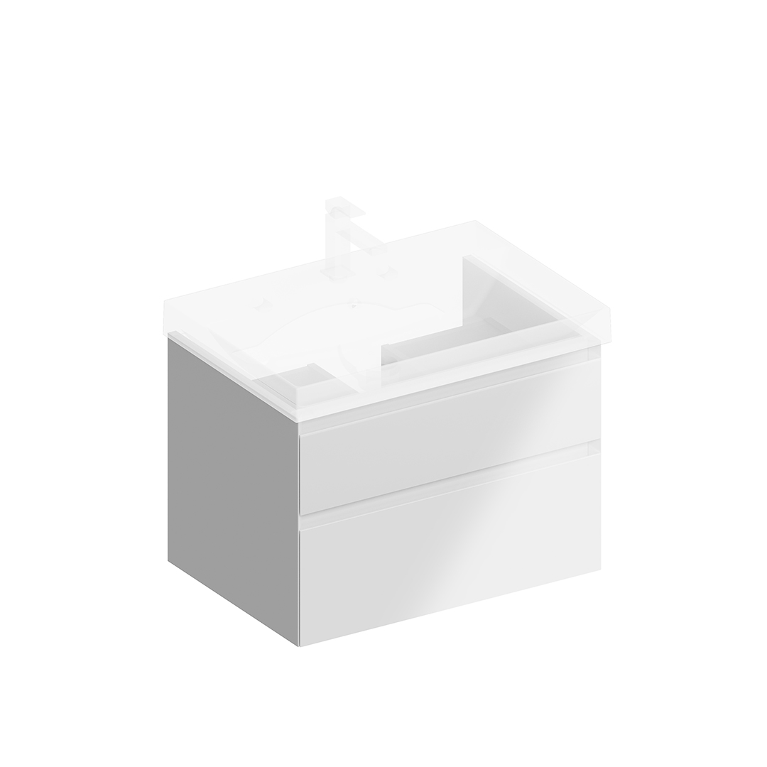 Тумба CUBO подвесная с ящиками 70, белая глянцевая