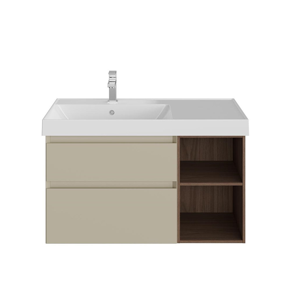 KERAMA MARAZZI CUB.90.2Lh/LIM.N Тумба CUBO левая подвесная с ящиками 90, лимо матовая- структ.орех