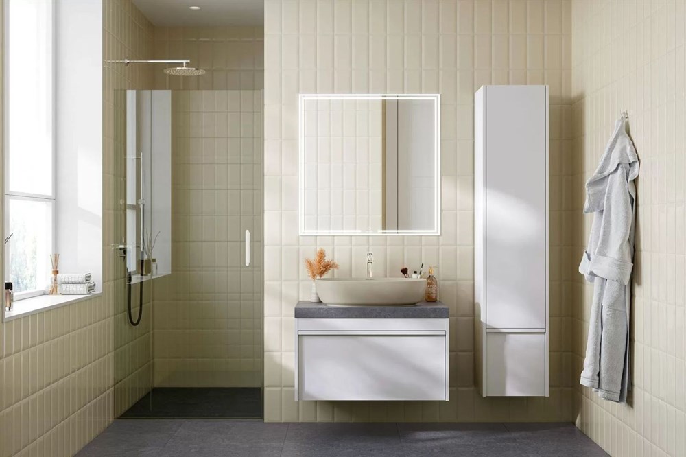 KERAMA MARAZZI MOD.80.1+1/WHT Тумба MODULA подвесная 80 с ящиком 1+1, белая глянцевая