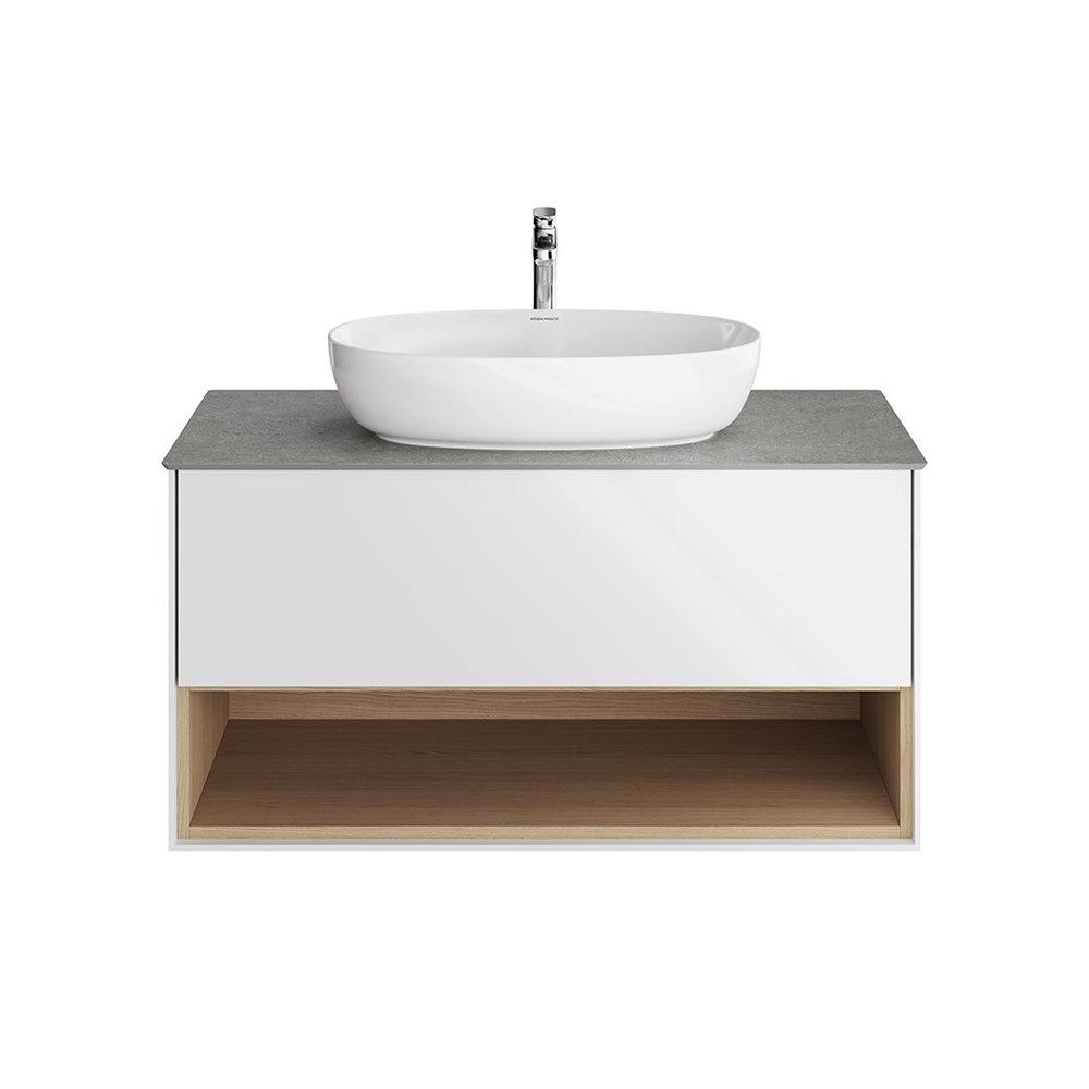 KERAMA MARAZZI PLB.M.100.1/WHT.V Тумба PLAZA Modern подвесная 100 1 ящик + полка, белая глянцевая