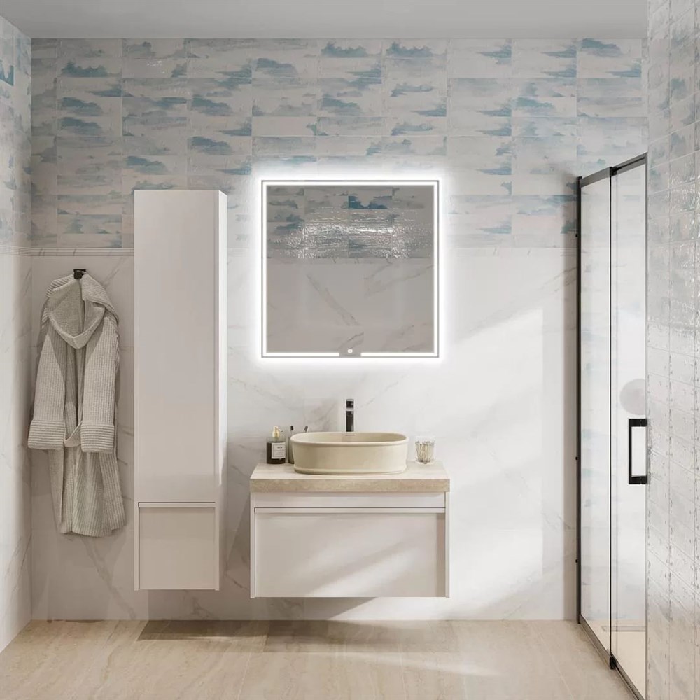 KERAMA MARAZZI MOD.80.1+1/WHT Тумба MODULA подвесная 80 с ящиком 1+1, белая глянцевая