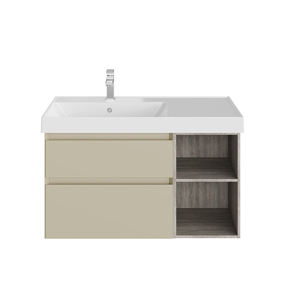 KERAMA MARAZZI CUB.90Lh/LIM Тумба CUBO левая подвесная с ящиками 90, Лимо матовая-древесная