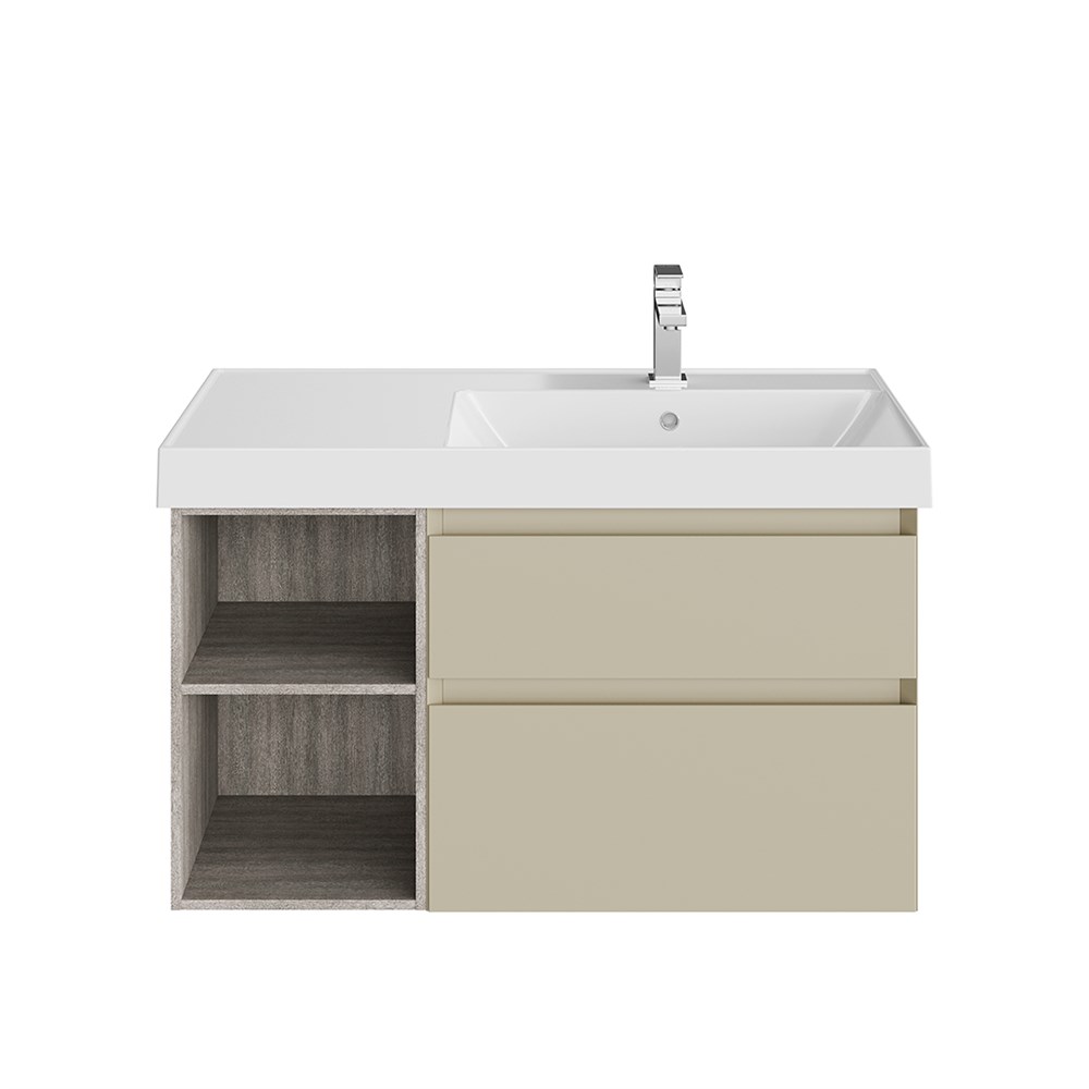 KERAMA MARAZZI CUB.90Rh/LIM Тумба CUBO правая подвесная с ящиками 90, лимо матовая-древесная