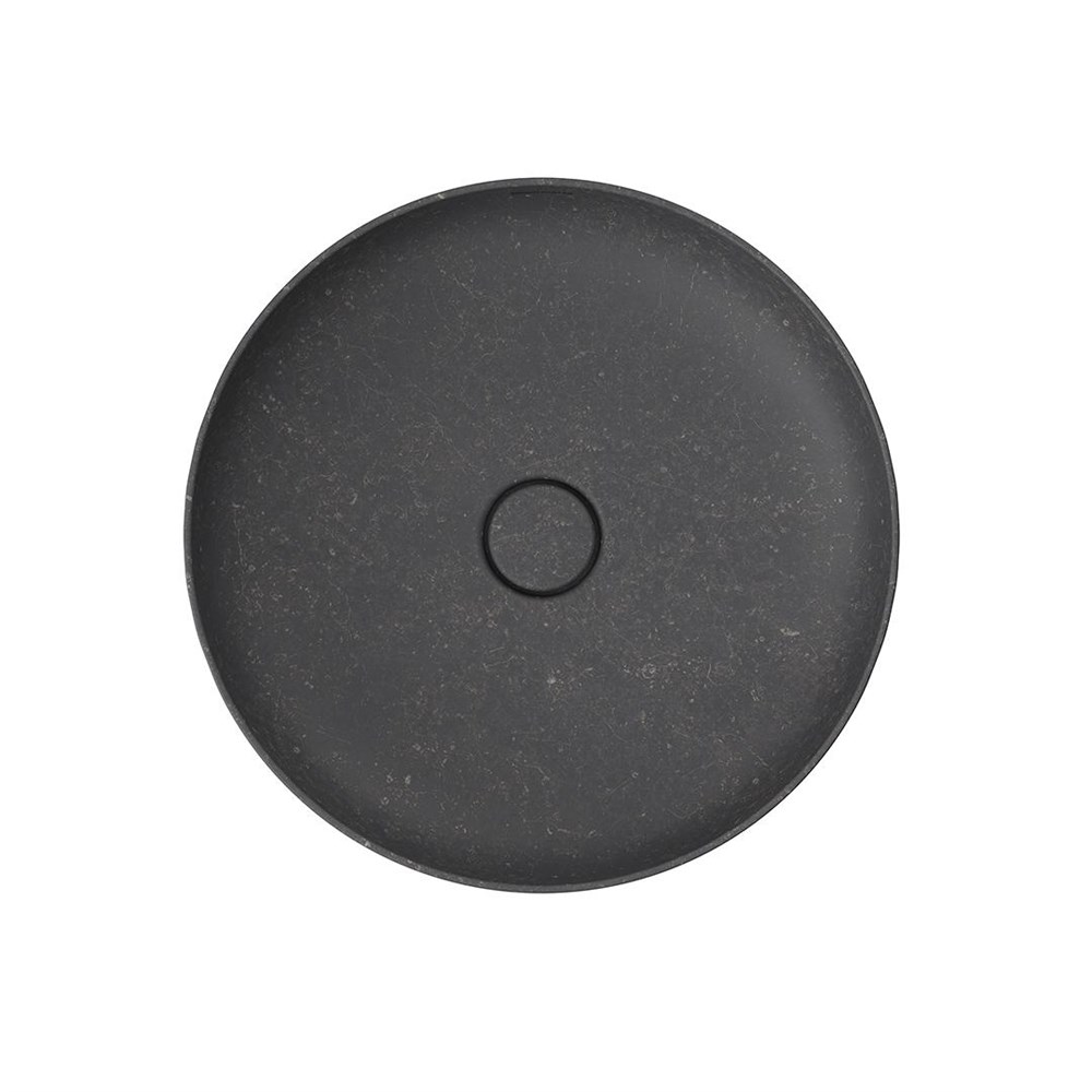 KERAMA MARAZZI KMSFWb46MBlSt0 Раковина SAFI накладная 46 с крепежом и донным клапаном, черный камень