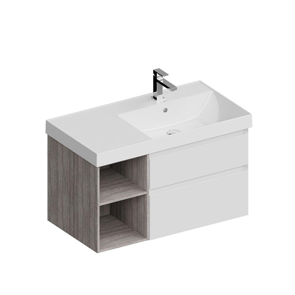KERAMA MARAZZI CUB.90Rh/WHT.M Тумба CUBO правая подвесная с ящиками 90, белая матовая