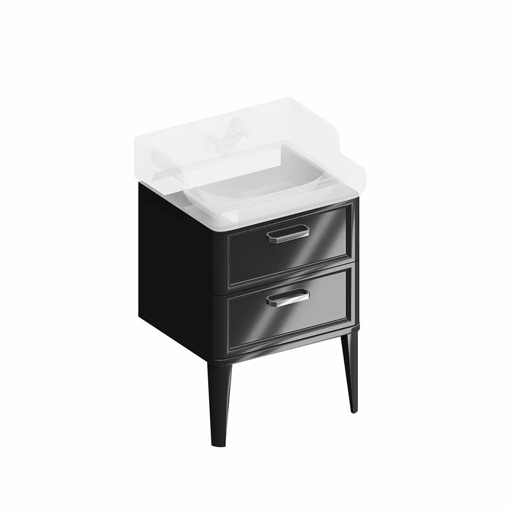 KERAMA MARAZZI PO.M.60.2/BLK Тумба POMPEI напольная с 2 ящиками 60, черная глянцевая