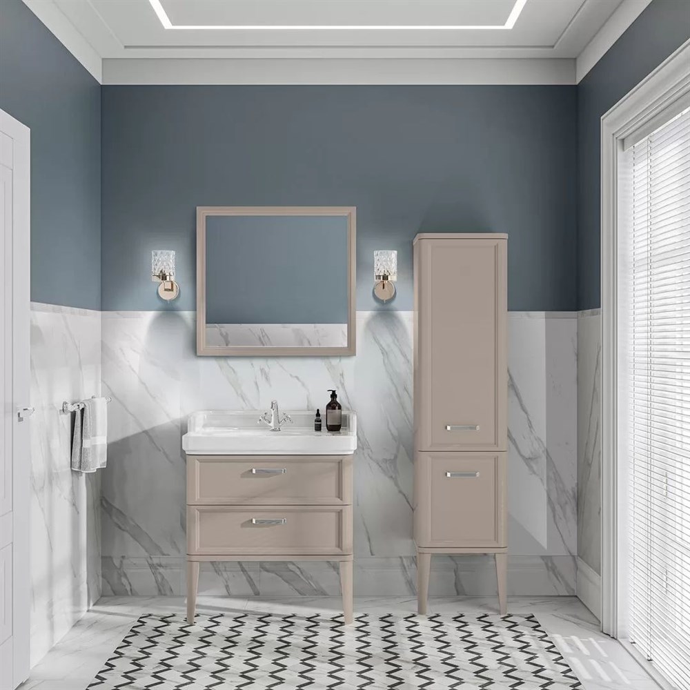 KERAMA MARAZZI PO.M.80.2/CAM Тумба POMPEI напольная с 2 ящиками 80, камео бежевый глянцевый