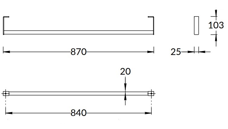 Держатель для полотенец к раковинам LOGICA 90 с крепежом, черный матовый