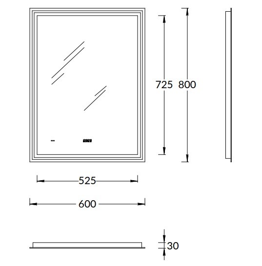 KERAMA MARAZZI TE.mi.60 Зеркало TECNO c LED 60 с подсветкой, с функцией антизапотевание, белое глянцевое