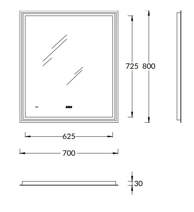 KERAMA MARAZZI TE.mi.70 Зеркало TECNO c LED 70 с подсветкой, с функцией антизапотевание, белый глянцевый