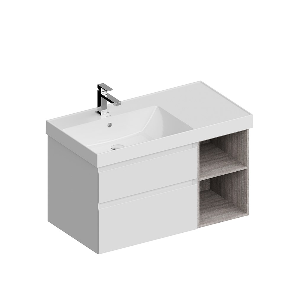 KERAMA MARAZZI CUB.90Lh/WHT.M Тумба CUBO левая подвесная с ящиками 90, белая матовая