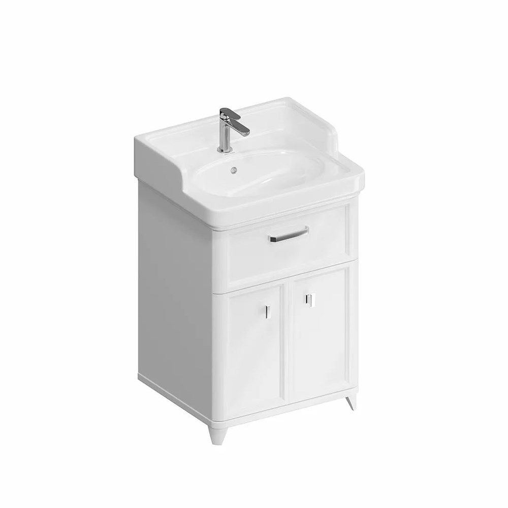 KERAMA MARAZZI PO.M.60.1/WHT Тумба POMPEI напольная с ящиком и дверцами 60, белая глянцевая