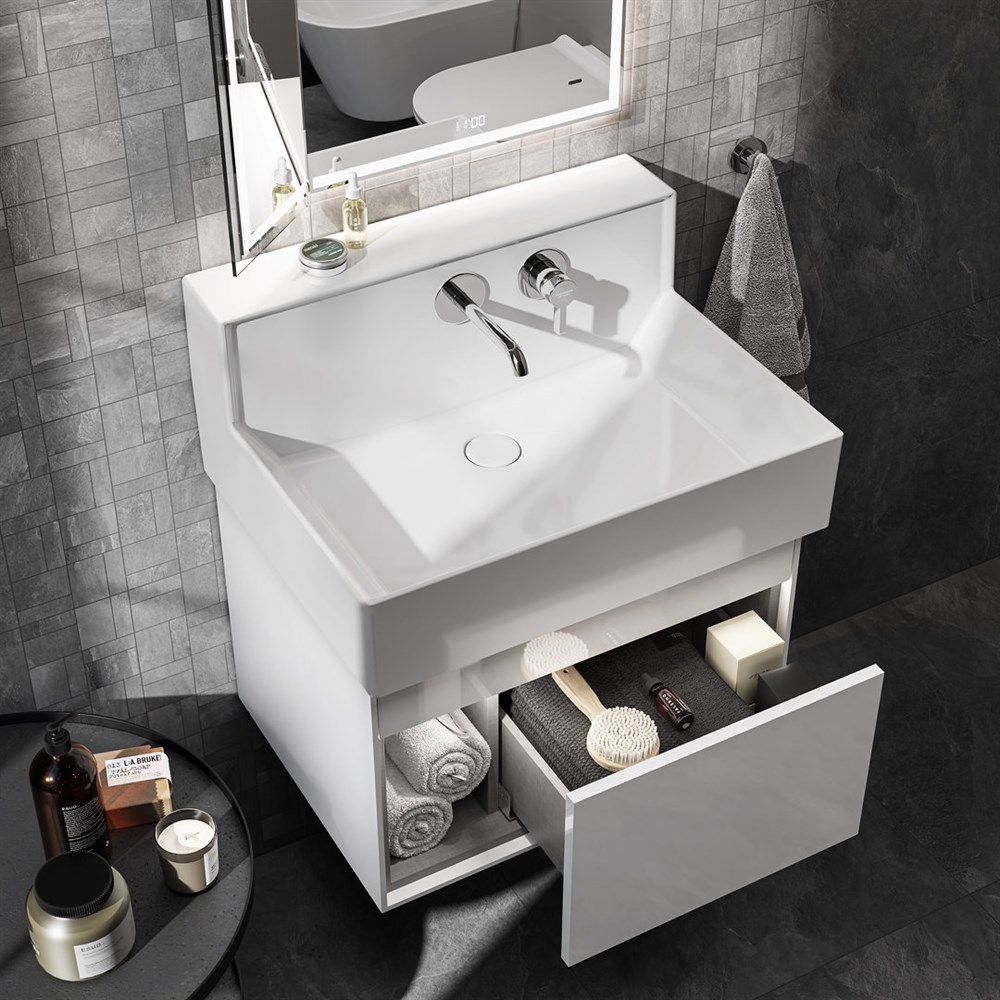 KERAMA MARAZZI LO.M.wb.65 Раковина LOGICA M мебельная\подвесная cо встроенным смесителем 65, белая глянцевая