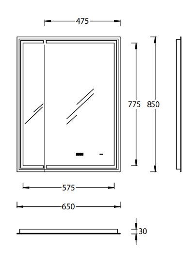 KERAMA MARAZZI TE.M.mi.65 Зеркало TECNO M 65 с поворотной дверцей, подсветкой и функцией антизапотевание, белое