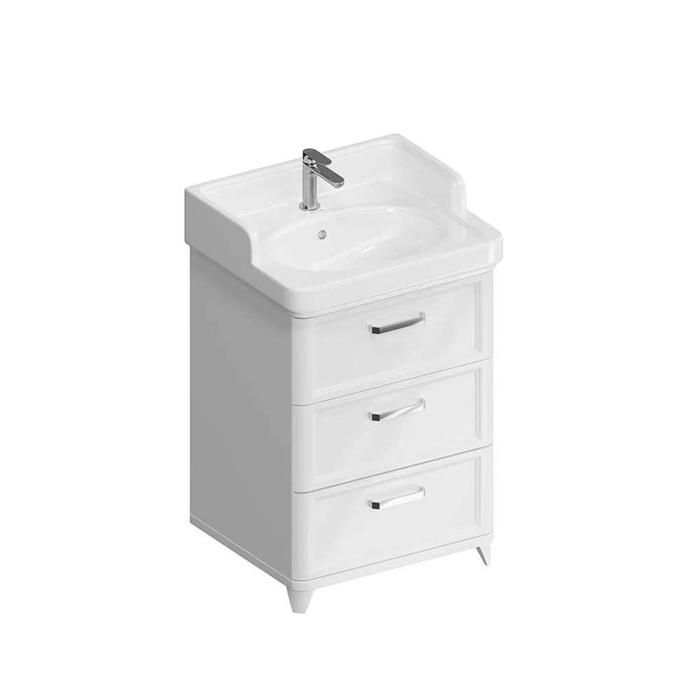 KERAMA MARAZZI PO.M.60.3/WHT Тумба POMPEI напольная с 3 ящиками 60, белая глянцевая