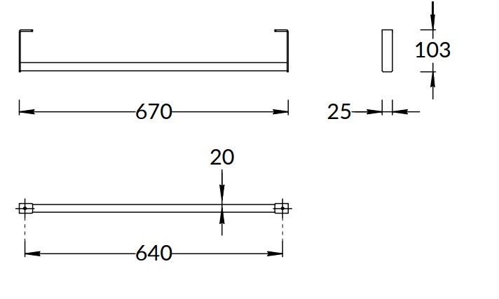 Держатель для полотенец к раковинам LOGICA 70 с крепежом, черный матовый