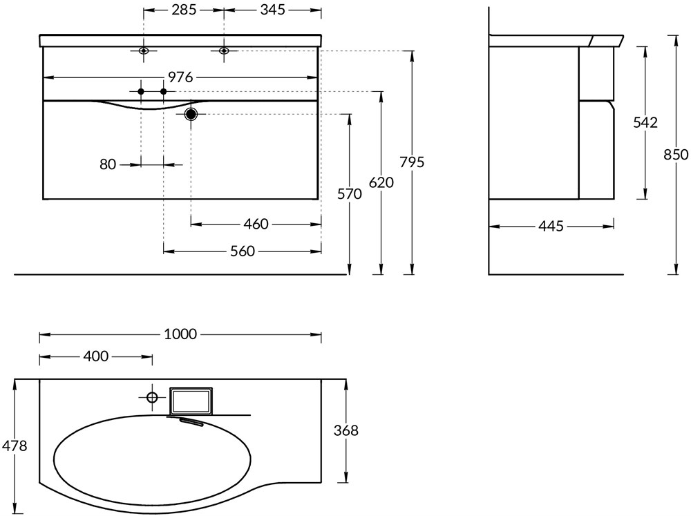 KERAMA MARAZZI RV.100Lh\WHT.M Тумба RIVA 100 см левая, белая матовая