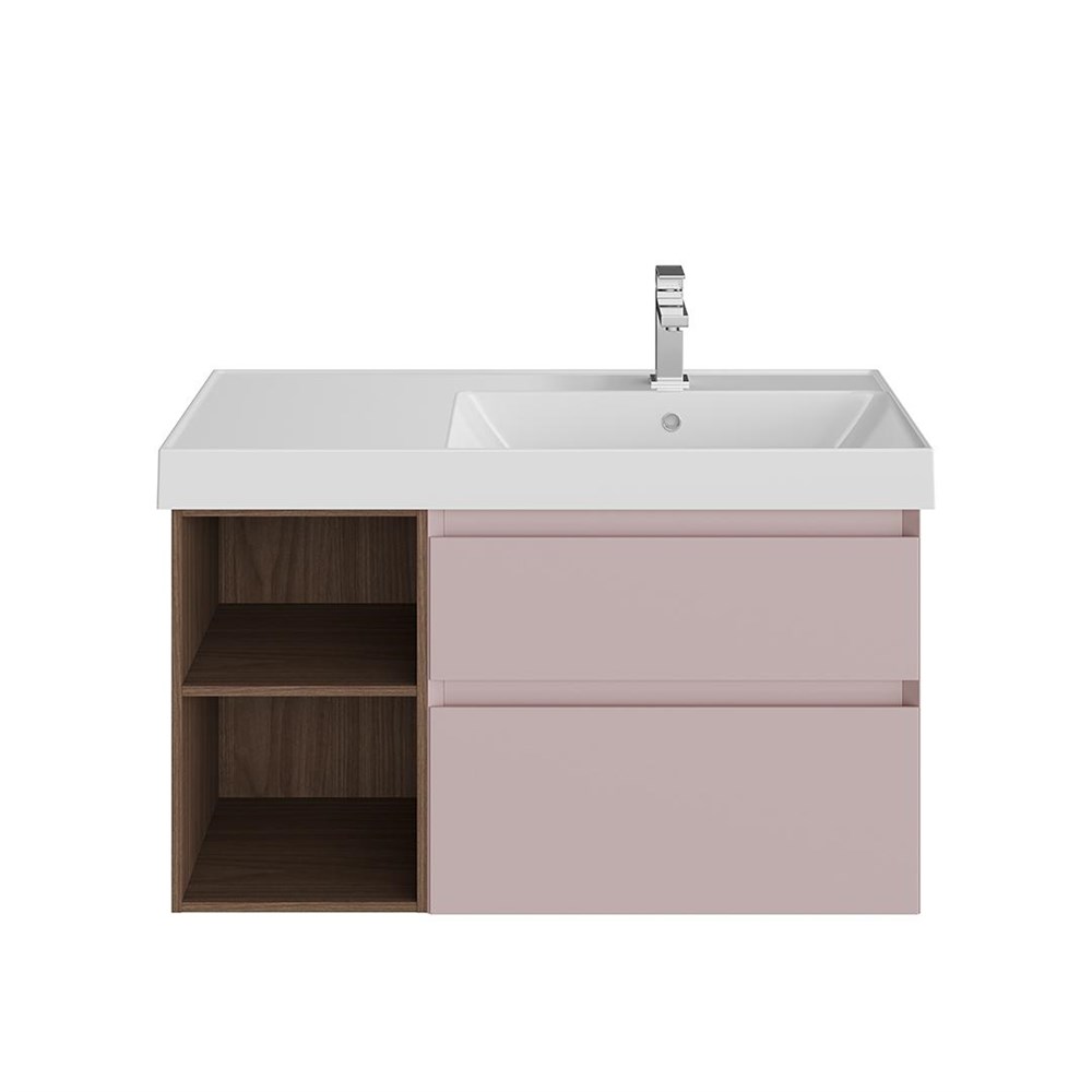 KERAMA MARAZZI CUB.90.2Rh/MAL.N Тумба CUBO правая подвесная с ящиками 90, мальва матовая- структ.орех