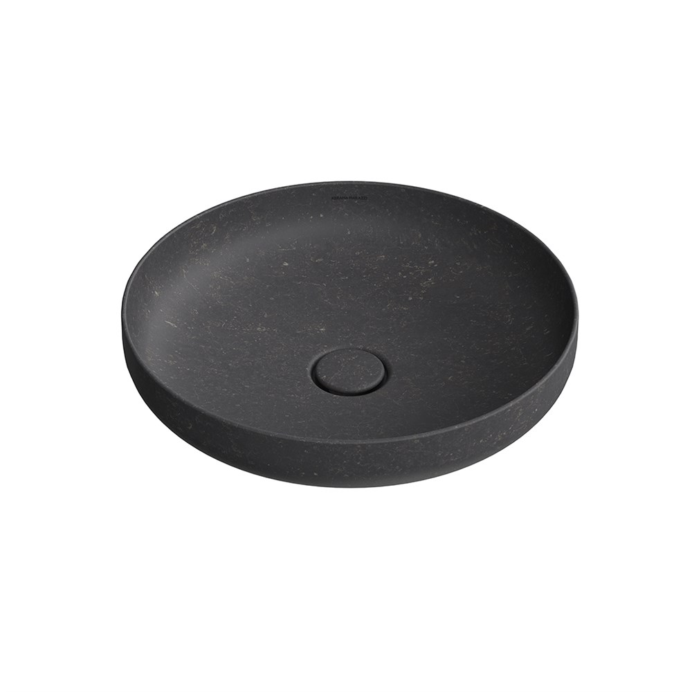 KERAMA MARAZZI KMSFWb46MBlSt0 Раковина SAFI накладная 46 с крепежом и донным клапаном, черный камень