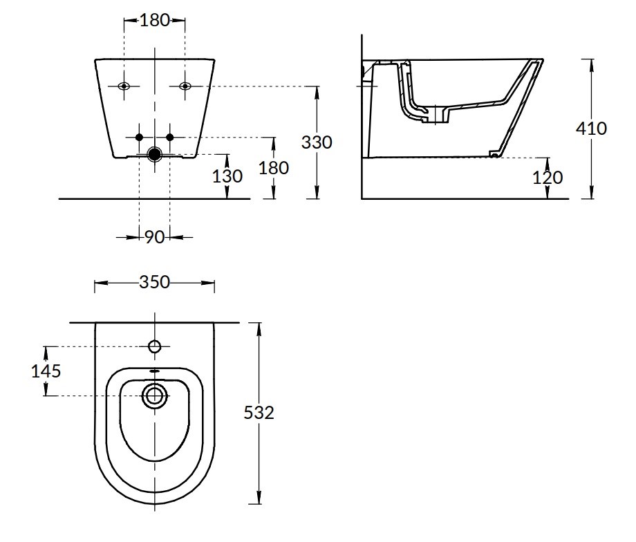 KERAMA MARAZZI PLM.bidet.02 Биде PLAZA Modern подвесной, белый глянцевый