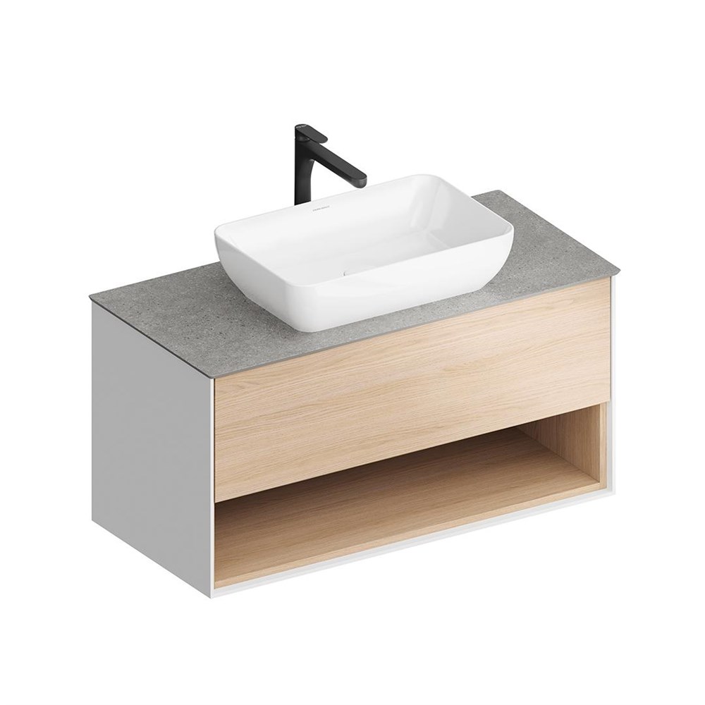 KERAMA MARAZZI PLB.M.100.1/OAK.V Тумба PLAZA Modern подвесная 100 дуб виченца 1 ящик + полка