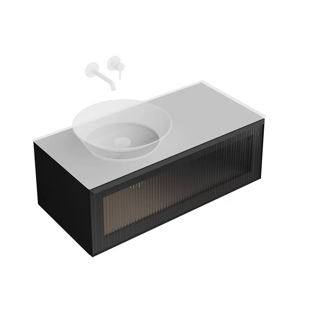 KERAMA MARAZZI IC.100.1/BLK Тумба ICONICO подвесная 100 с рифленым стеклом, 1 ящик, черная