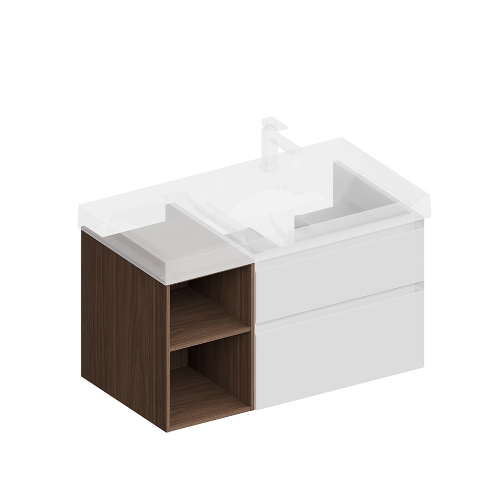 KERAMA MARAZZI CUB.90.2Rh/WHTM.N  Тумба CUBO правая подвесная с ящиками 90, белая матовая- структ.орех