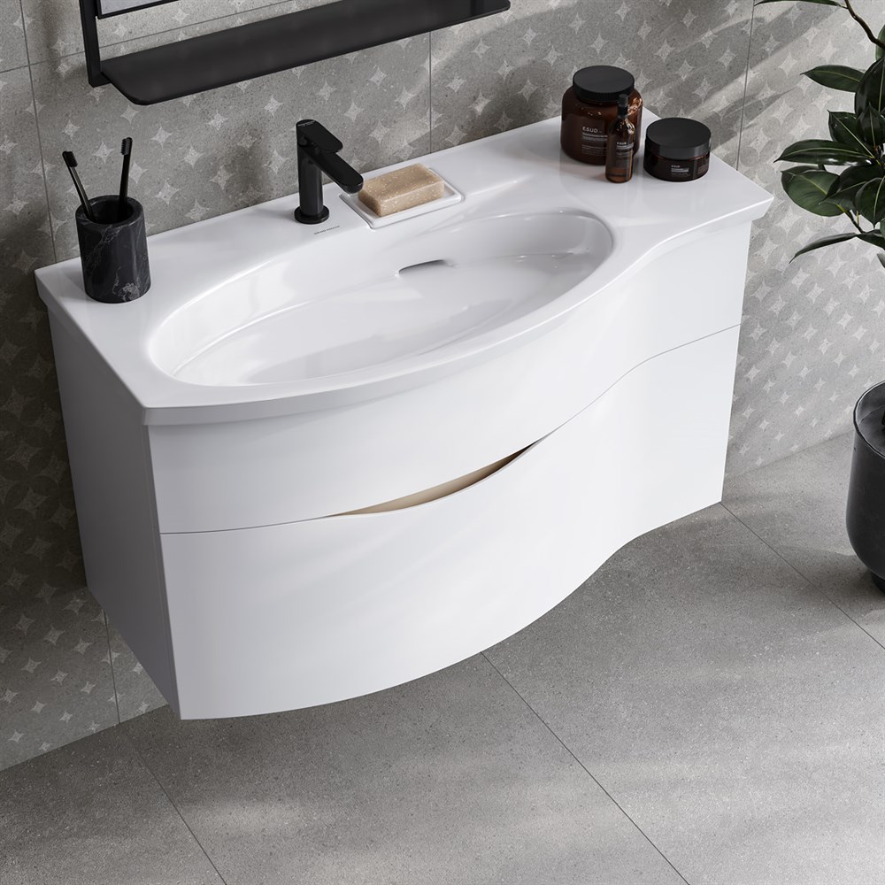 KERAMA MARAZZI RV.wb.100Lh Раковина RIVA мебельная левая с крепежом 100, белая глянцевая