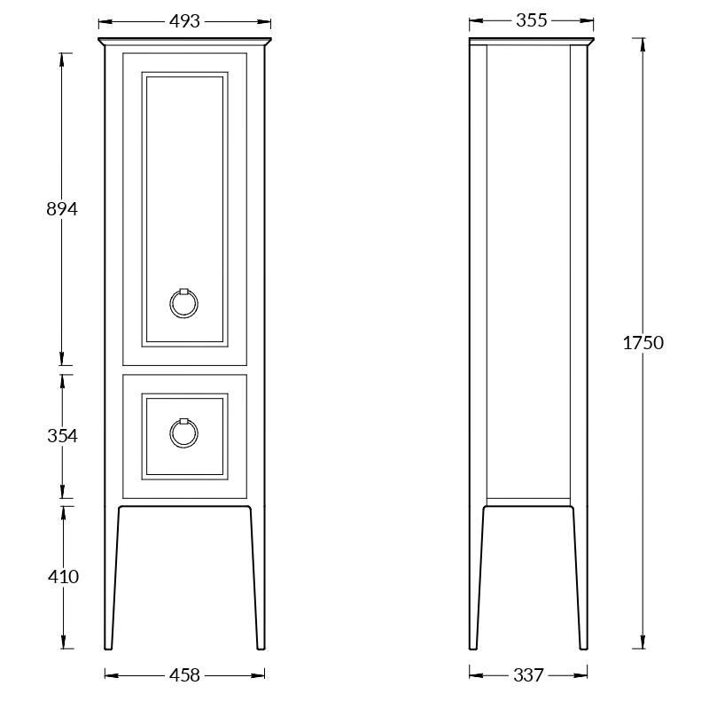 Пенал PLAZA Classic напольный 175, капучино