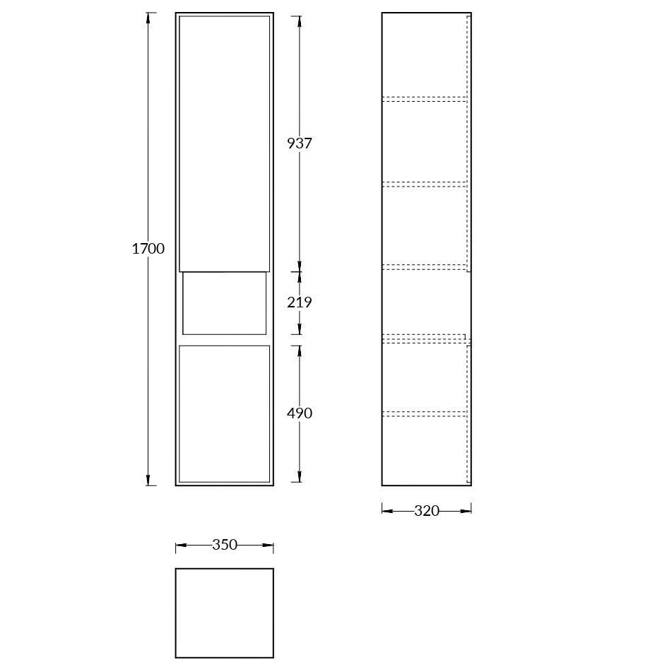 KERAMA MARAZZI PLB.M.170/WHT.V Пенал PLAZA Modern подвесной 170 2 дверцы push, белый глянцевый