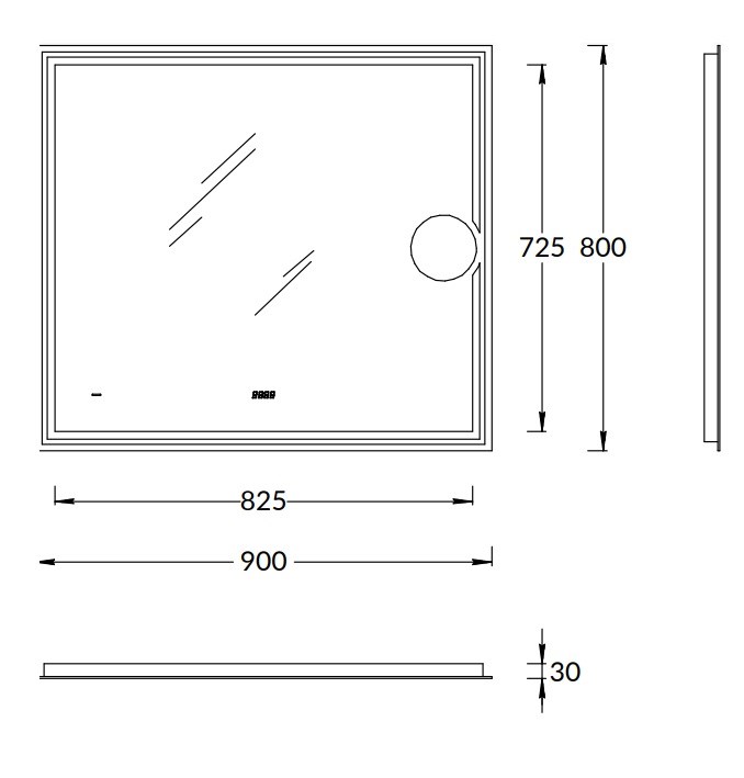 KERAMA MARAZZI TE.mi.90.1 Зеркало TECNO c LED 90 с макролинзой, с подсветкой, с функцией антизапотевание, белый глянцевый